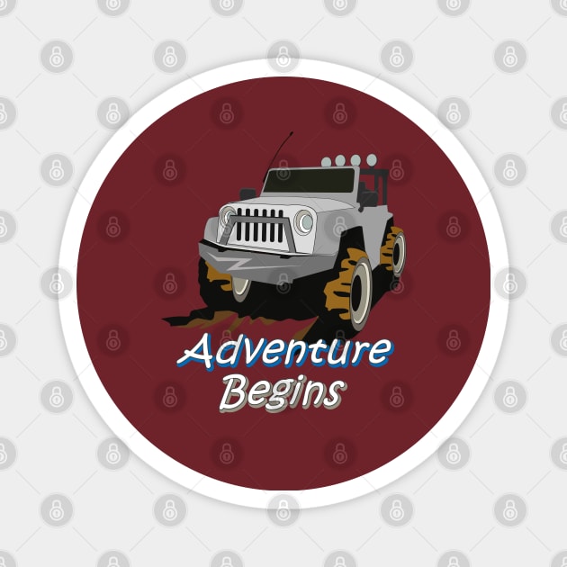 Jeep Adventure Begins Silver Magnet by 1Nine7Nine